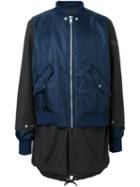 Diesel Layered Bomber Jacket, Men's, Size: Medium, Blue, Cotton/nylon
