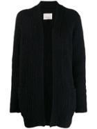 Laneus Ribbed Knit Cardi-coat - Black