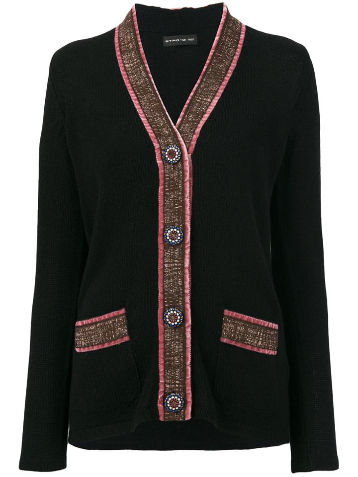 Etro Contrast Trim Cardigan - Black
