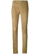 Joseph Panelled Leggings, Women's, Size: 38, Green, Lamb Skin/cotton/spandex/elastane
