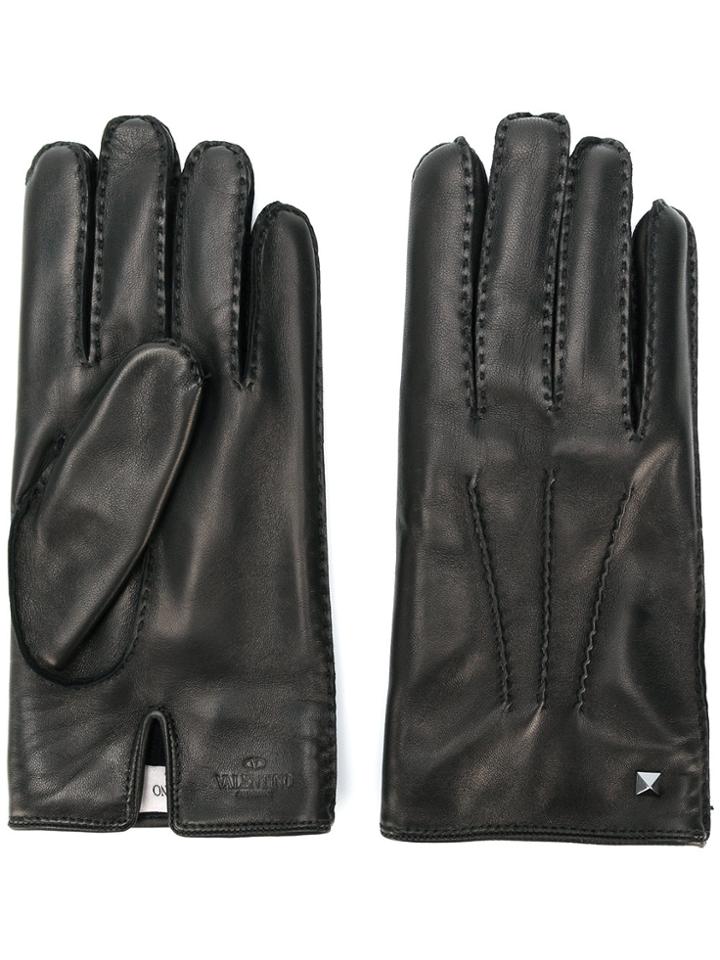 Valentino Stud Detail Gloves - Black