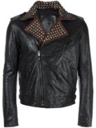 Htc Hollywood Trading Company Studded Biker Jacket, Men's, Size: Large, Black, Leather/viscose