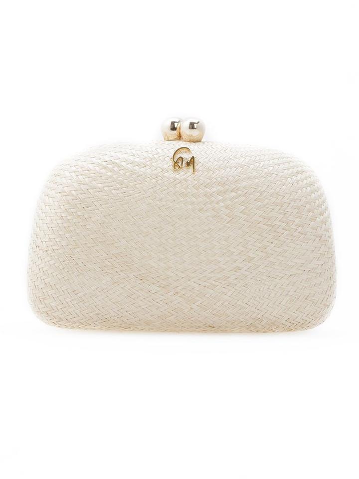 Serpui Woven Clutch, Women's, Nude/neutrals, Straw