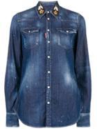 Dsquared2 Embroidered Collar Denim Shirt - Blue