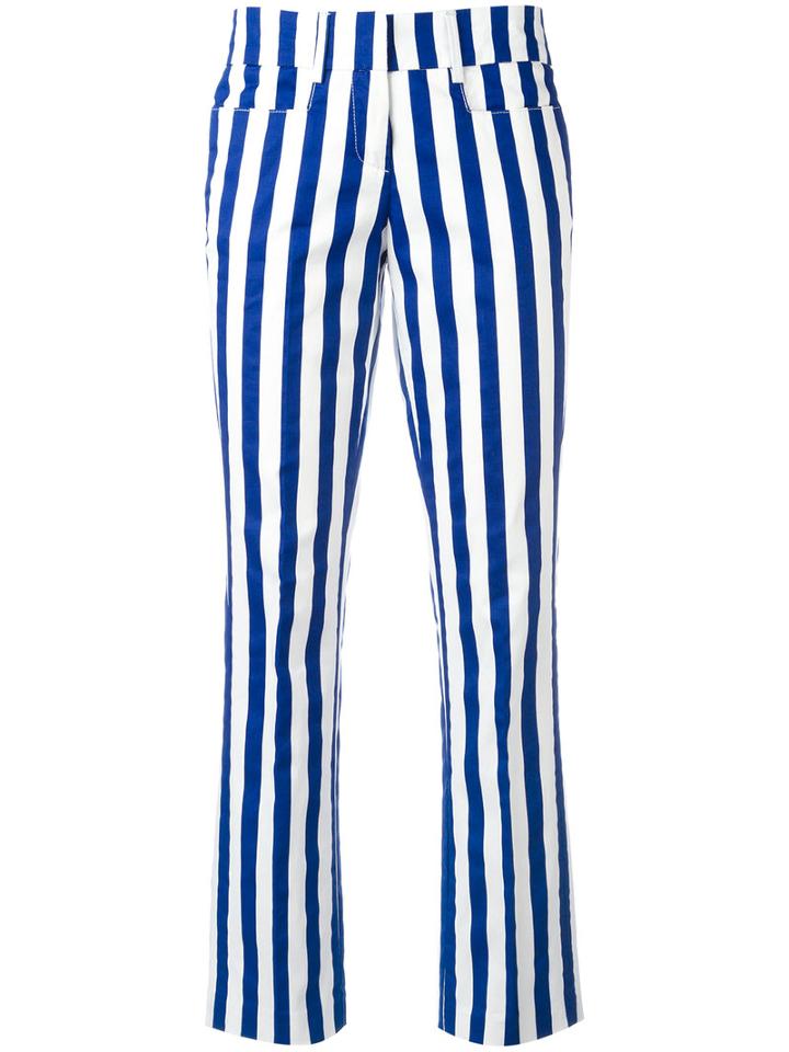Dondup Vertical Stripe Trousers, Women's, Size: 44, Blue, Cotton/spandex/elastane