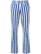 Dondup Vertical Stripe Trousers, Women's, Size: 44, Blue, Cotton/spandex/elastane