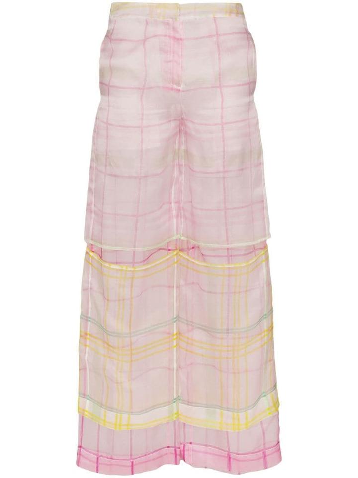 Susan Fang Organza Straight Leg Trousers - Pink