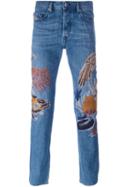 Diesel Embroidered Slim Fit Jeans, Men's, Size: 30, Blue, Cotton
