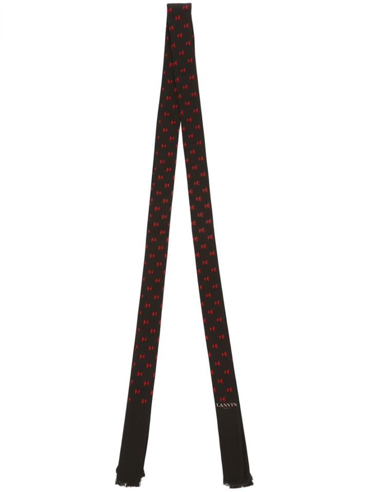 Lanvin Thin Patterned Scarf, Women's, Black, Silk