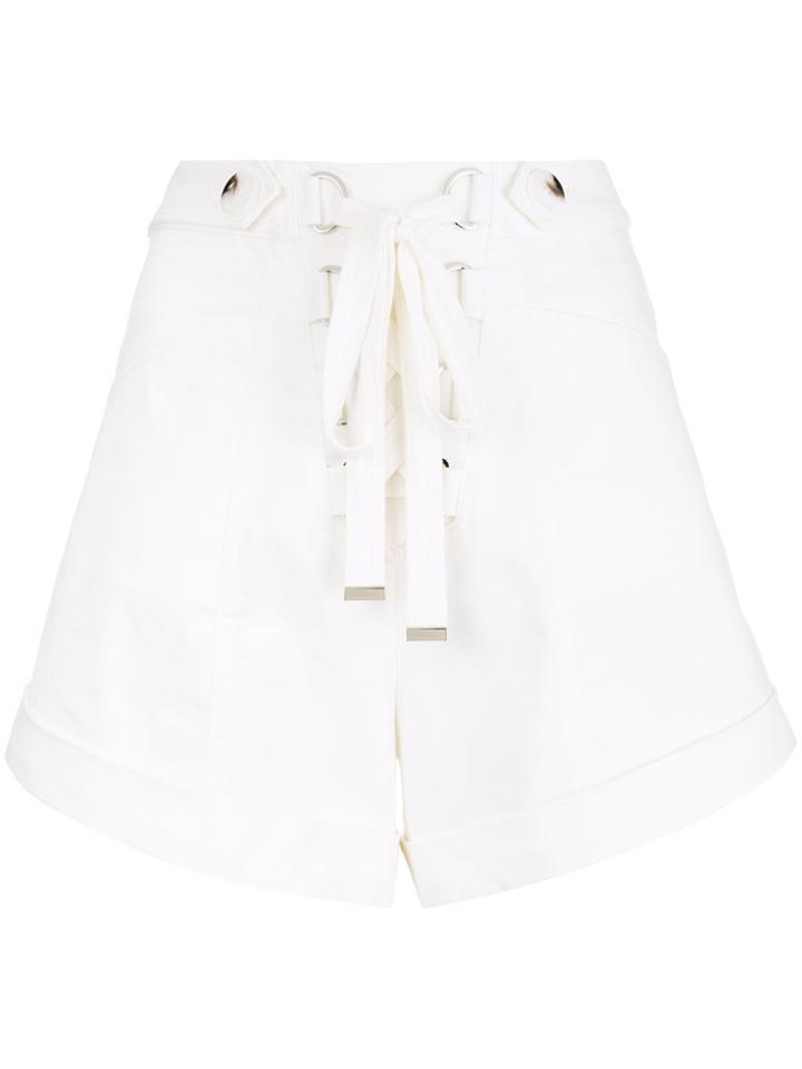 Self-portrait Lace Up Shorts - White