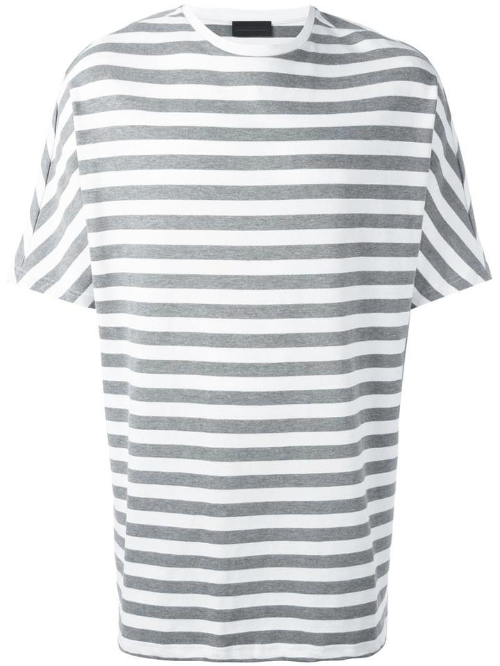 Diesel Black Gold Striped Boxy T-shirt, Men's, Size: Large, Grey, Cotton