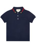 Gucci Kids Children's Cotton Polo With Bee - Blue
