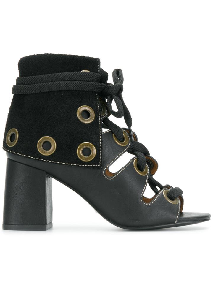 See By Chloé Lace-up Eyelet Booties - Black