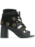 See By Chloé Lace-up Eyelet Booties - Black