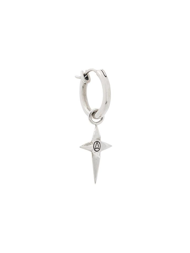Northskull Crucifix Charm Hoop Earing - Silver
