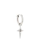 Northskull Crucifix Charm Hoop Earing - Silver