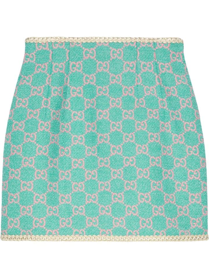 Gucci Gg Tweed Mini Skirt - Blue