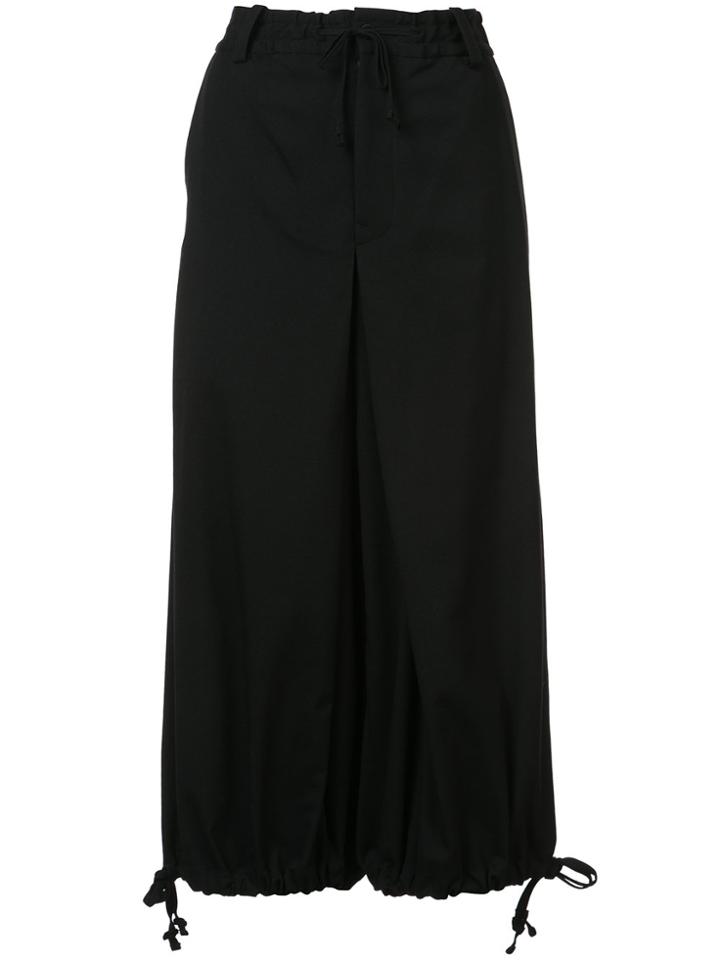 Y's Drawstring Palazzo Trousers - Black