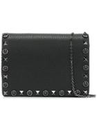 Valentino 'rockstud Rolling Noir' Foldover Clutch, Women's, Black, Calf Leather/metal