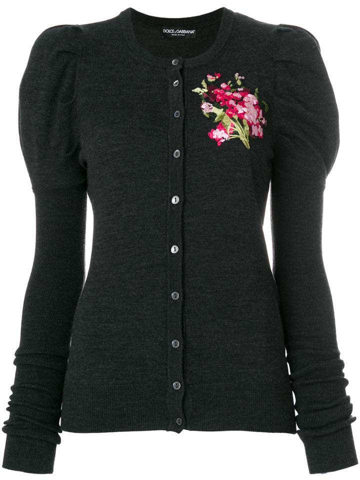 Dolce & Gabbana Floral Embroidered Cardigan - Grey