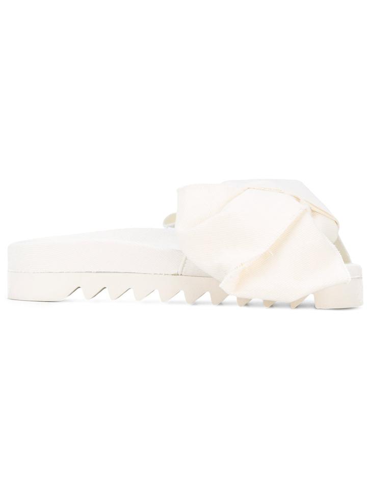 Joshua Sanders Gathered Fabric Slides - White