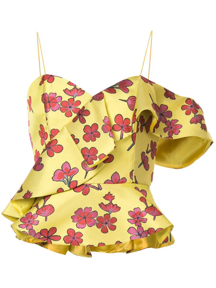 Alice+olivia Floral Print Top - Yellow & Orange