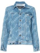 Filles A Papa Logo Print Denim Jacket - Blue