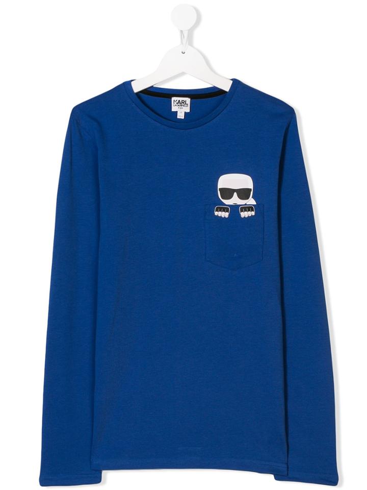 Karl Lagerfeld Kids Teen Karl Pocket Print T-shirt - Blue