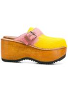 Marni Fur Wedge Shoes - Yellow