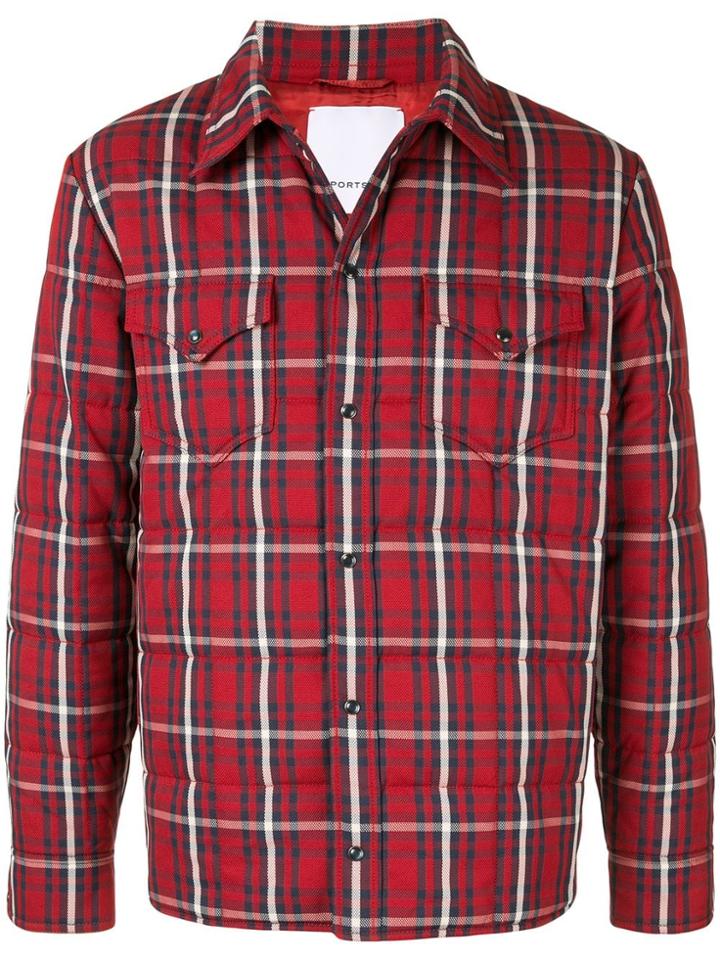 Ports V Checked Padded Jacket - Red
