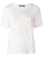 D.exterior Floral Embroidered T-shirt, Women's, Size: Small, White, Acrylic/polyurethane/wool/spandex/elastane