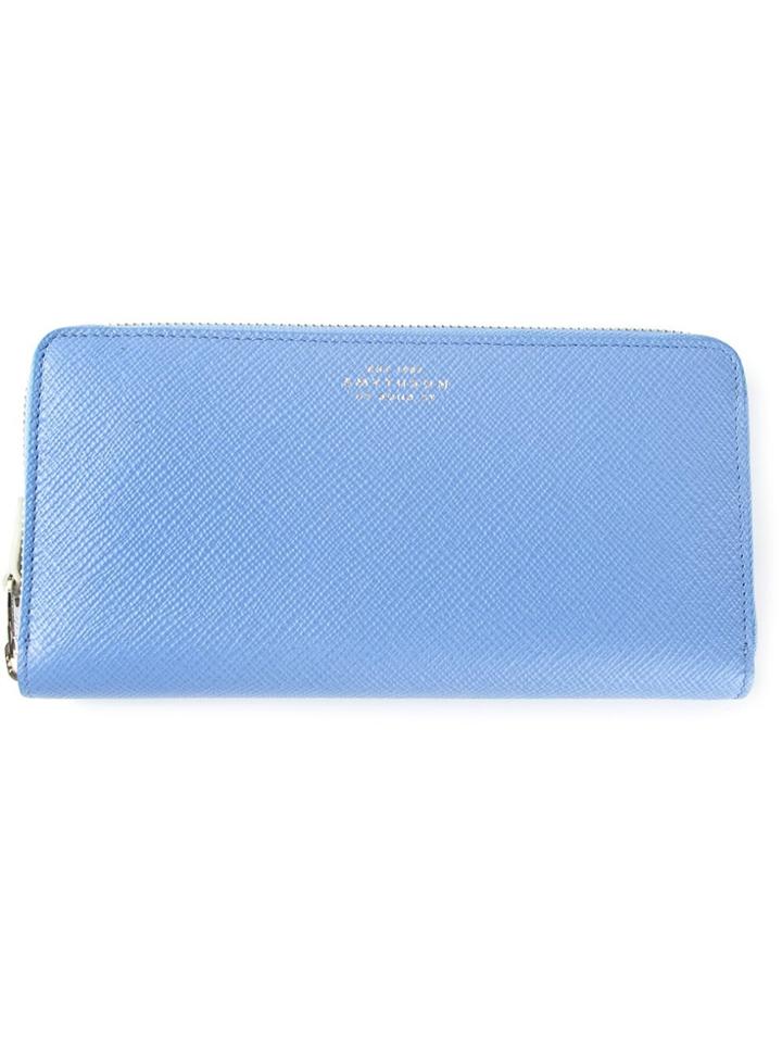 Smythson Zip Around Wallet - Blue