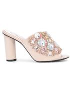 Oscar De La Renta Crystal Embellished Mules - Pink & Purple