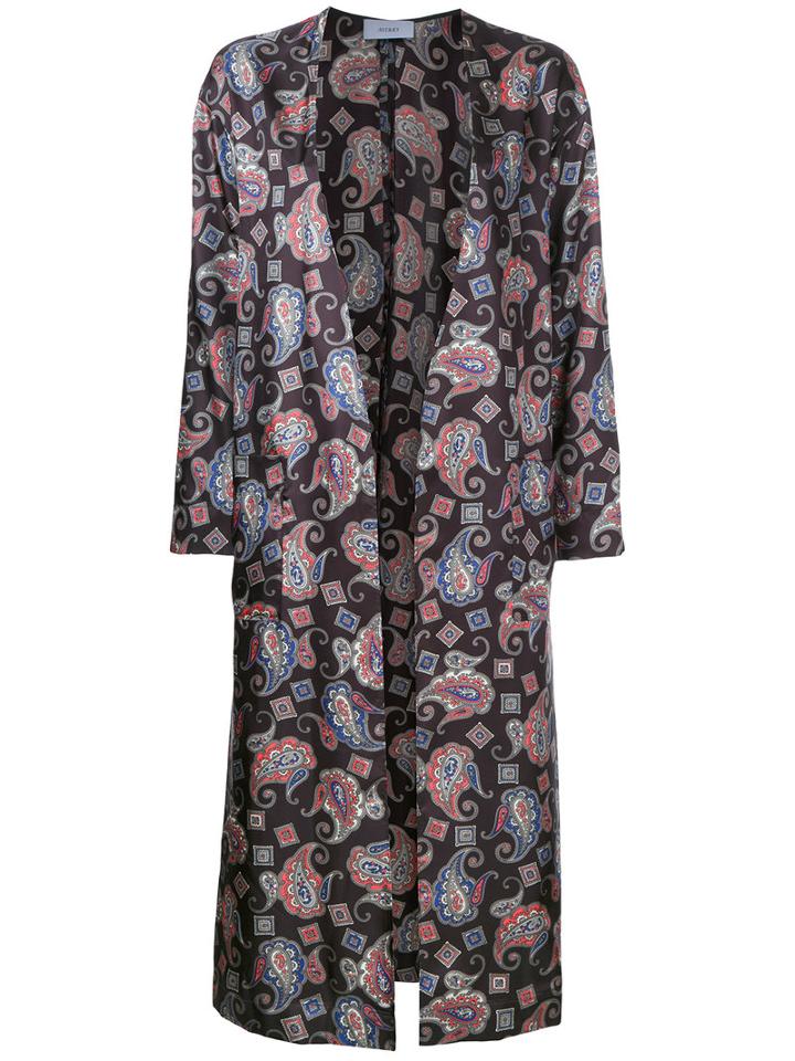 Astraet - Printed Long Coat - Women - Polyester - 1, Black, Polyester