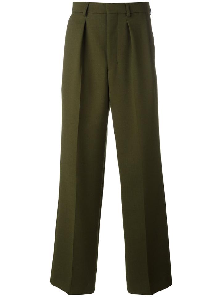 Ami Alexandre Mattiussi Box Pleated Wide Trousers - Green