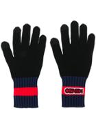 Kenzo Rib-knit Trim Gloves - Black