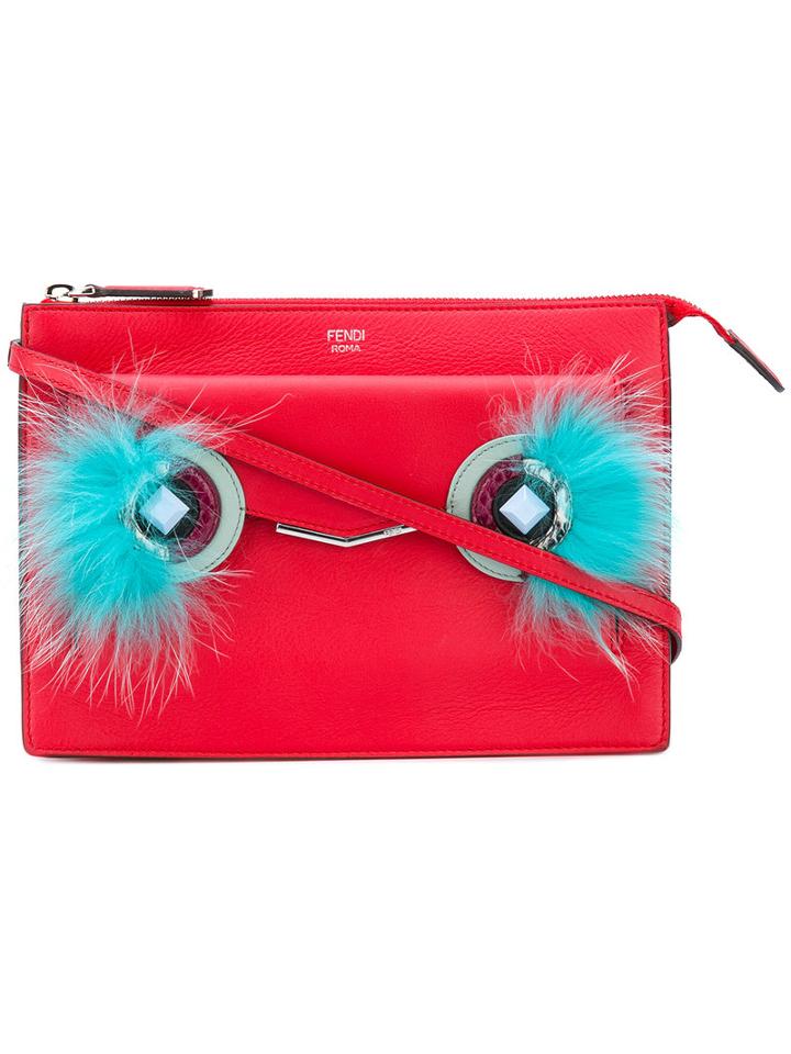 Fendi - 2jours Clutch - Women - Calf Leather/fox Fur/acrylic - One Size, Red, Calf Leather/fox Fur/acrylic