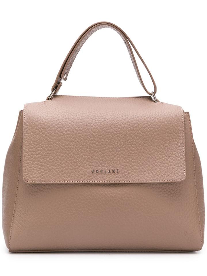 Orciani Textured Leather Tote Bag - Brown