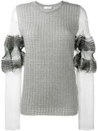 Jw Anderson Pleated Sheer Sleeve Top - Grey