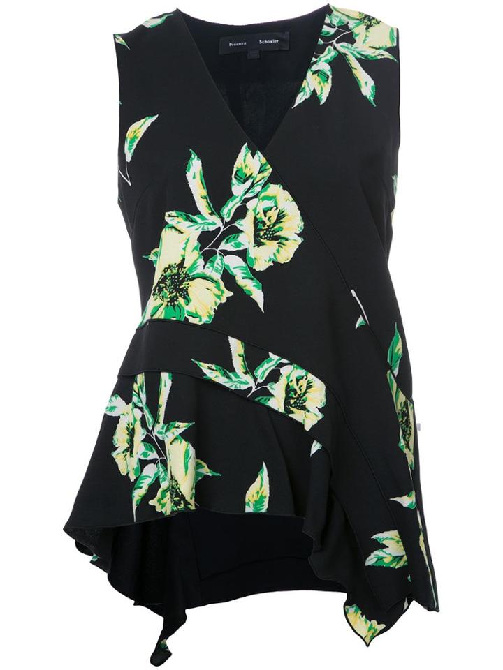 Proenza Schouler Sleeveless Floral Print Top - Black
