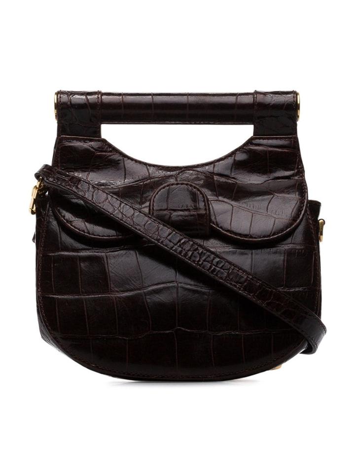 Staud Brown Madeline Crocodile Effect Leather Shoulder Bag
