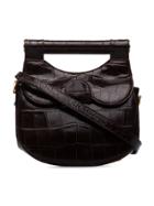 Staud Brown Madeline Crocodile Effect Leather Shoulder Bag