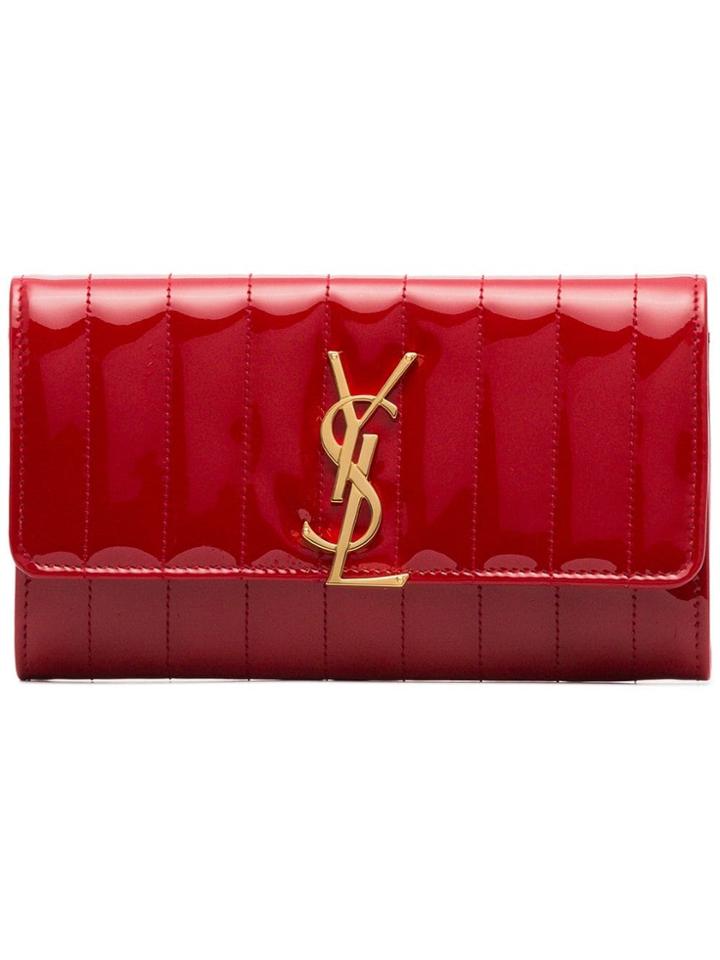 Saint Laurent Sl Red Wllt Lrg Ptnt Lthr W/ Gld Ysl