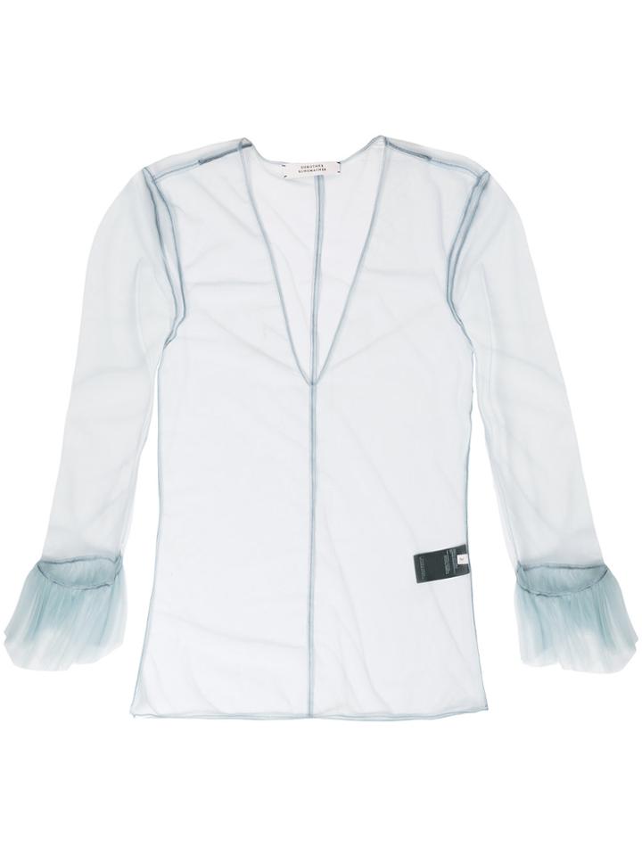 Dorothee Schumacher Sheer Fluted Sleeve Top - Blue