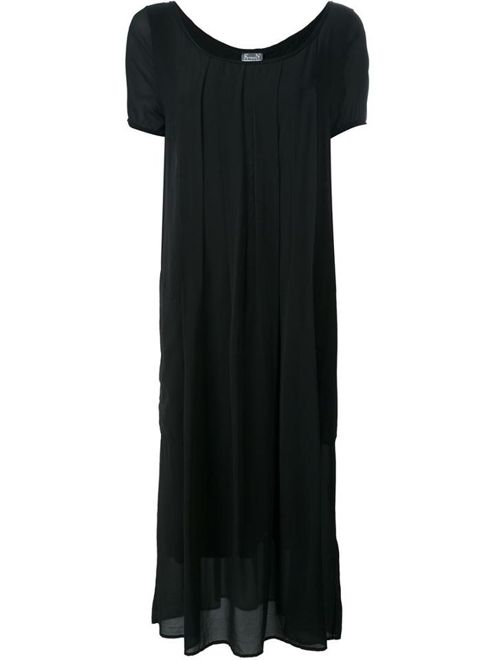 Kristensen Du Nord Chest Pleated Mid-length Dress, Women's, Size: 4, Black, Cotton/silk/spandex/elastane