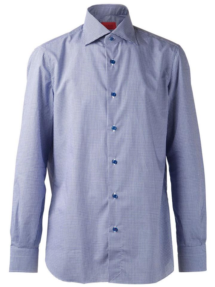 Isaia Basic Button Shirt, Men's, Size: 15&frac12;, Blue, Cotton