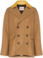 Plan C Double-breasted Peacoat - Brown