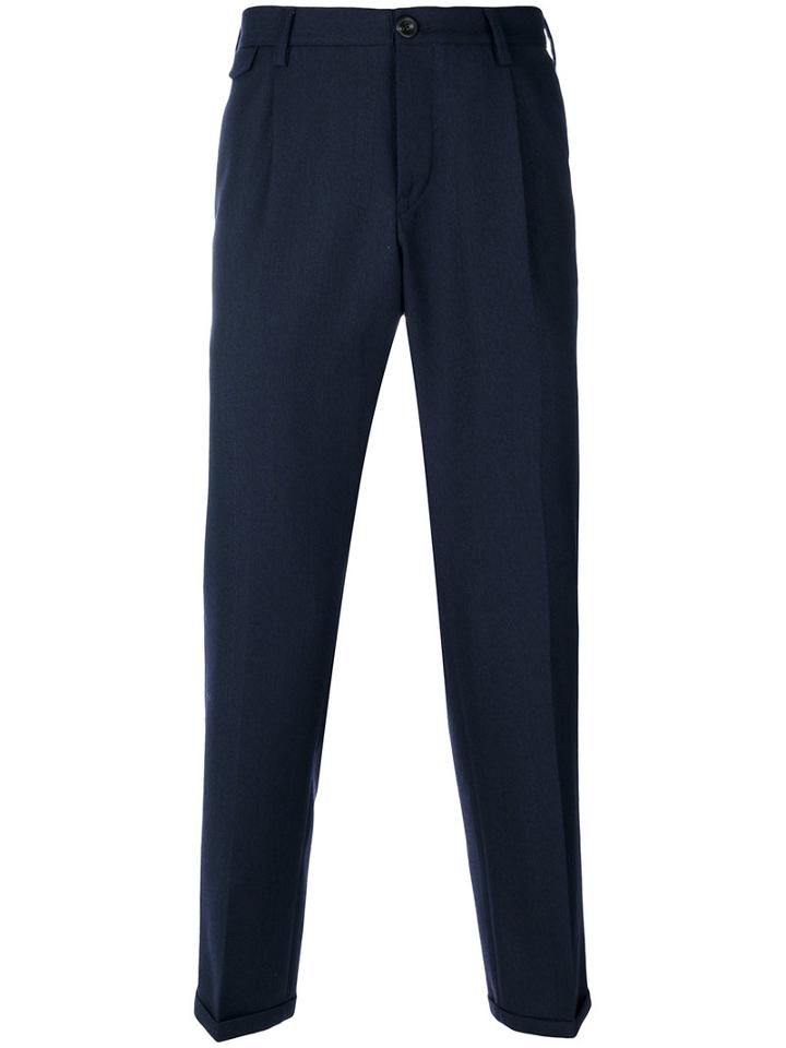 Pt01 - Cropped Tailored Trousers - Men - Virgin Wool - 32, Blue, Virgin Wool