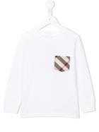 Burberry Kids Contrast Check Pocket Top, Boy's, Size: 10 Yrs, White