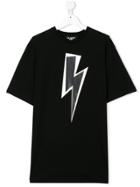 Neil Barrett Kids Teen Lightning Bolt Print T-shirt - Black